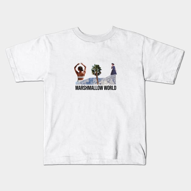 marshmallow world Kids T-Shirt by zicococ